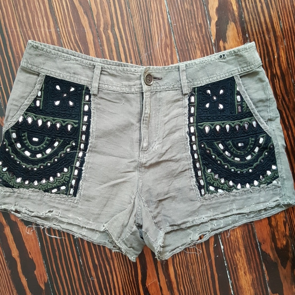 Distressed Embellished Short
